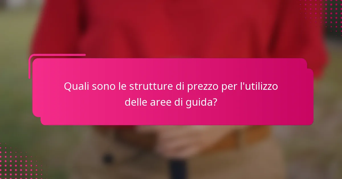 Quali sono le strutture di prezzo per l'utilizzo delle aree di guida?