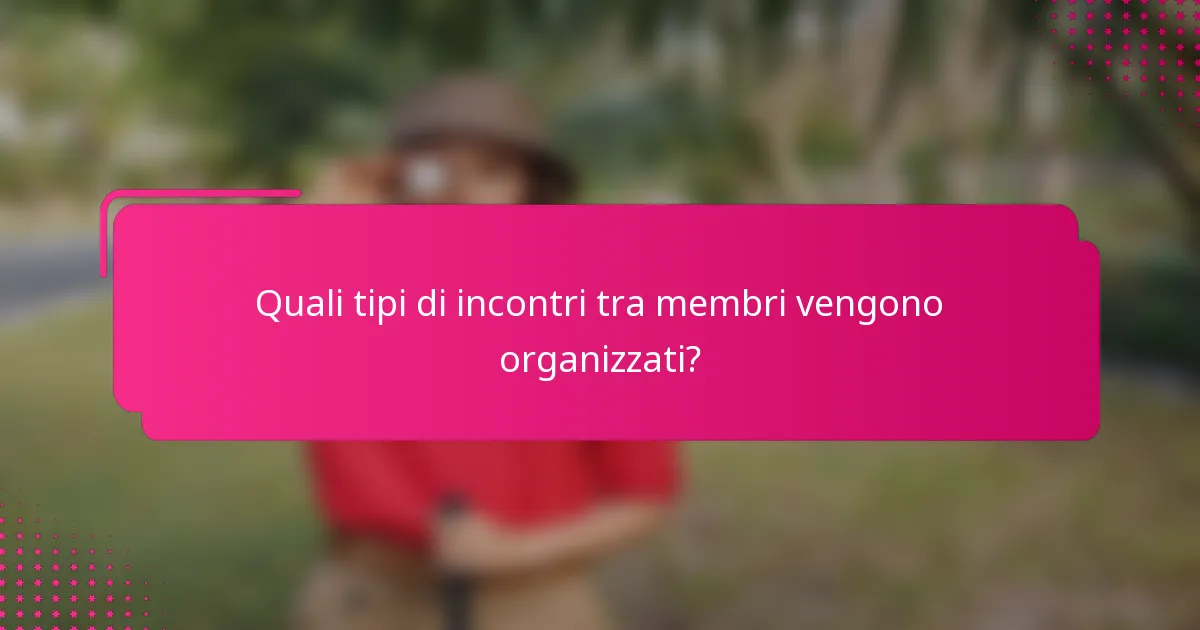 Quali tipi di incontri tra membri vengono organizzati?